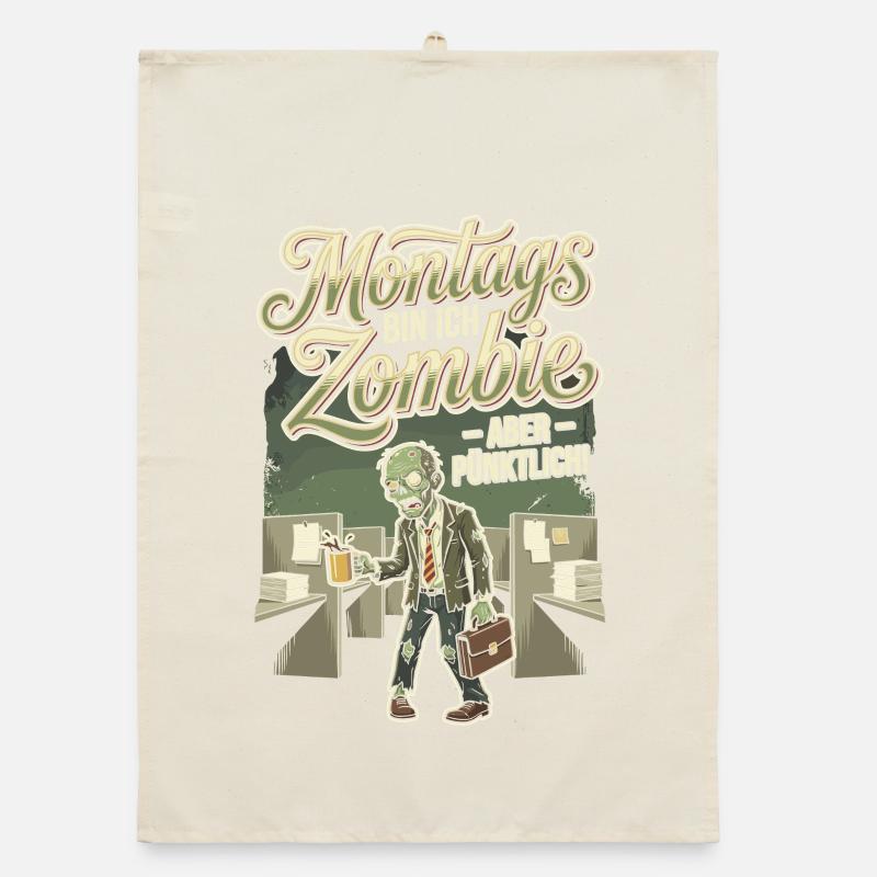 Mondays Zombie Office On Time Organic dish towel