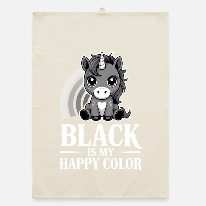 Le noir est ma licorne de couleur joyeuse Torchon bio