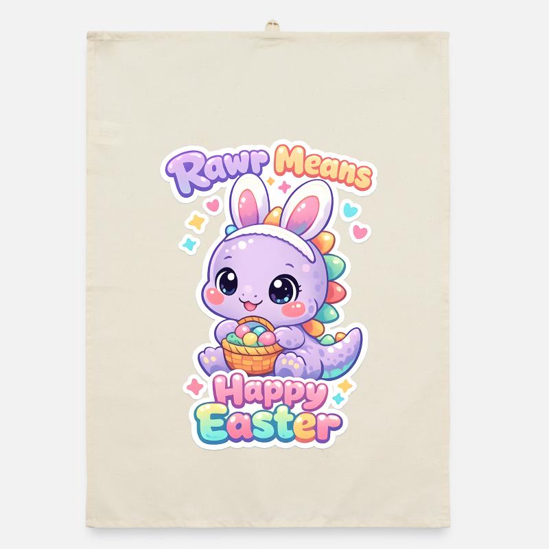 Easter Bunny Dino Rawr Happy Easter T-rex Organic dish towel