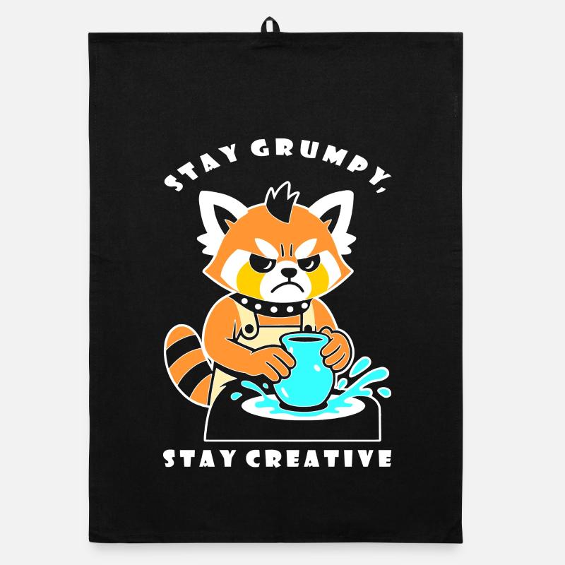 Stay Creative Pottery Panda - Torchon bio - noir
