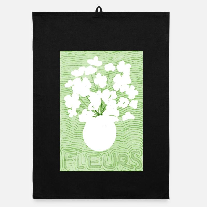 French flower silhouette  Organic dish towel