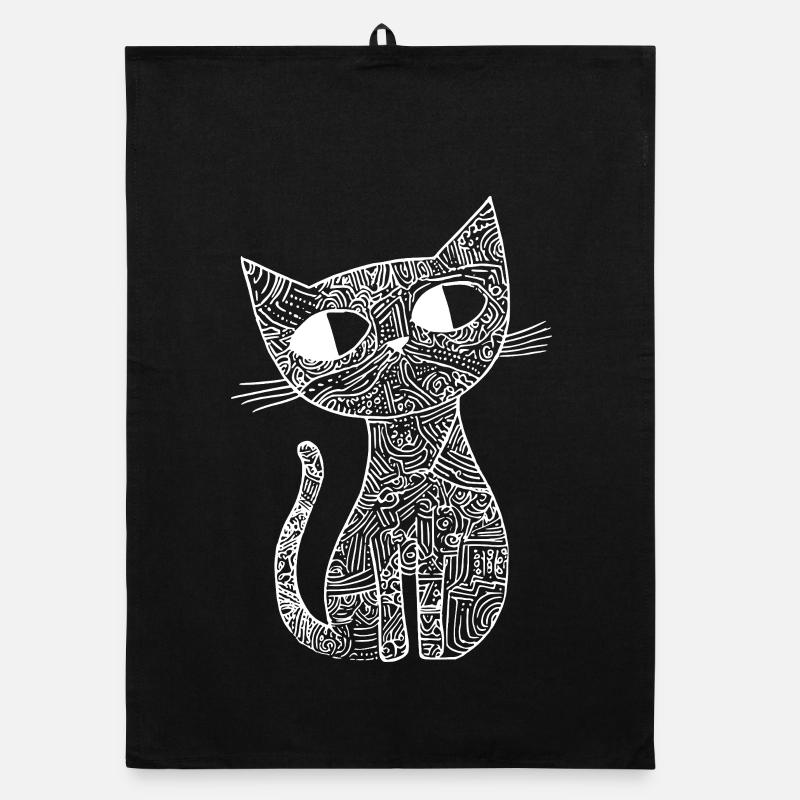 Katze Skizze  Organic Geschirrtuch