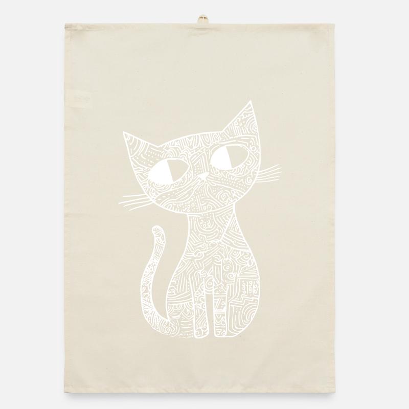 Katze Skizze  Organic Geschirrtuch