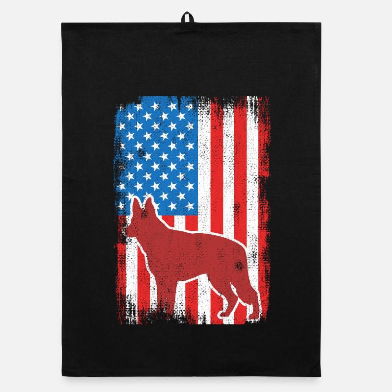 US Patriotic Shepherd Dog Organic dish towel