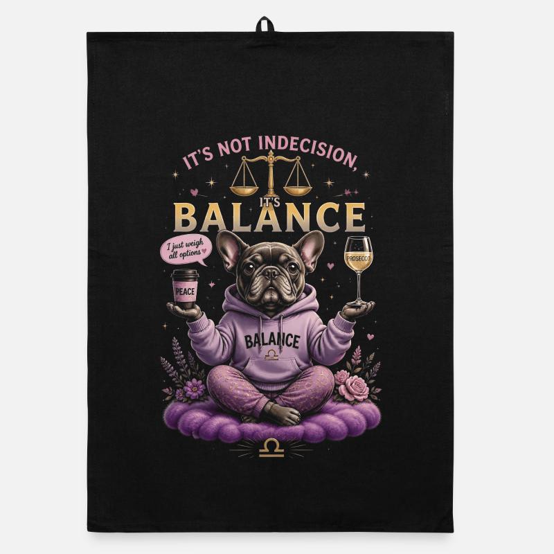 Bulldog Zen Humor - Libra Zodiac Organic dish towel