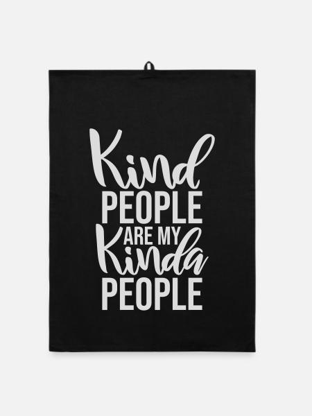 Kind People Are My Kinda People Freundlichkeit - Organic Geschirrtuch - Schwarz - Vorne
