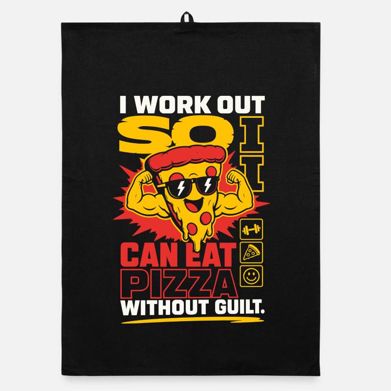 I Work Out So I Can Eat Pizza Organic dish towel