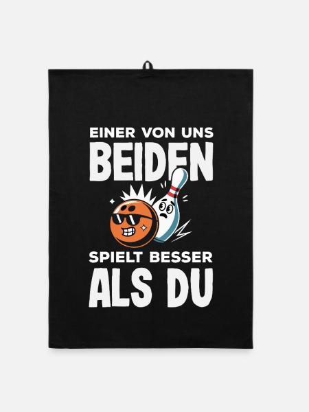 Einer Spielt Besser Bowling - Organic Geschirrtuch - Schwarz - Vorne