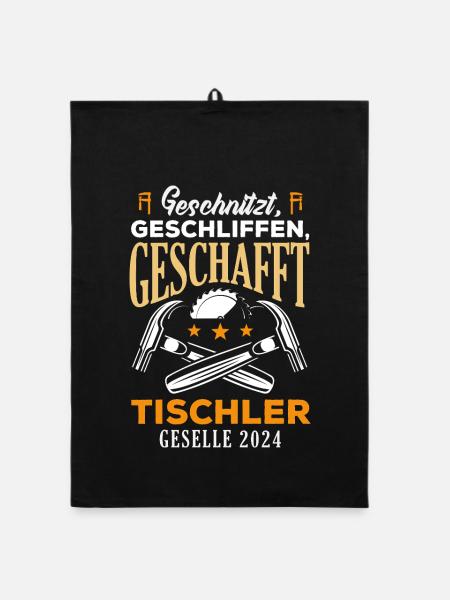 Tischler Geselle Geschafft - Organic Geschirrtuch - Schwarz - Vorne