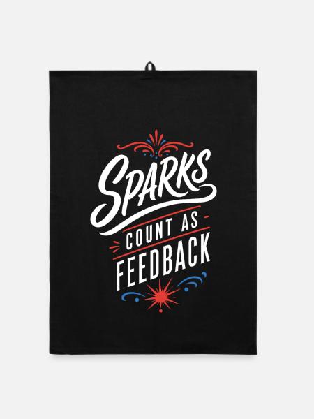 Schweißerhumor – Sparks Count as Feedback - Organic Geschirrtuch - Schwarz - Vorne