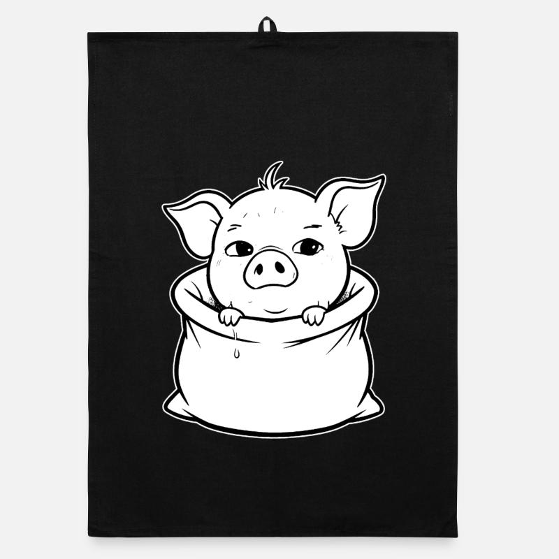 Purring piggy in a sack Organic dish towel