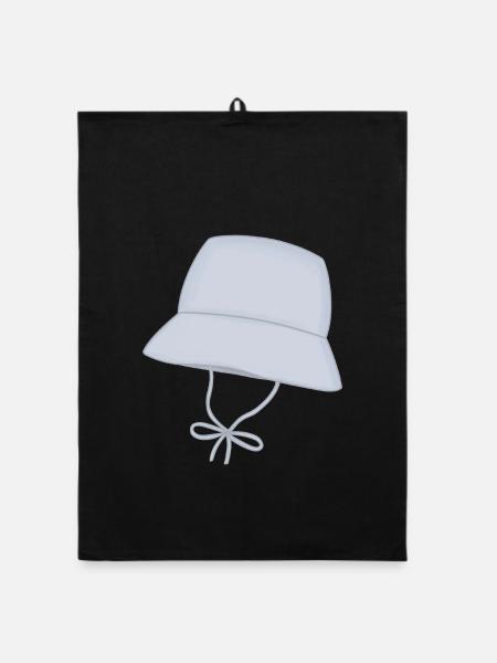 Pastel Bucket Hat with Chin Strap - Organic dish towel - black - Front