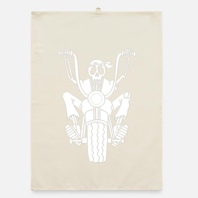 Skeleton white biker Organic dish towel