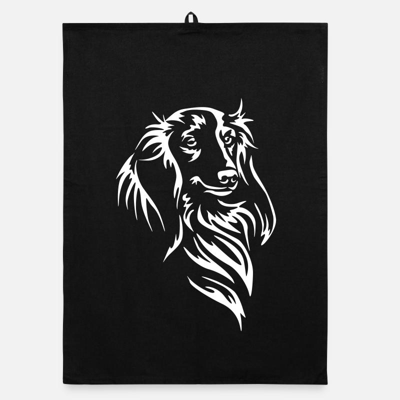 Tête de teckel « Black Edition » Torchon bio