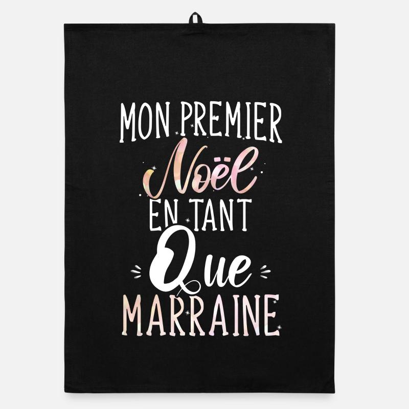 Mon premier noël en tant que marraine cadeau drôle Torchon bio