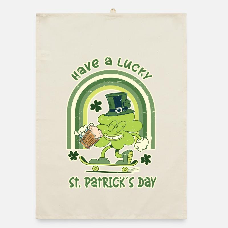 ST. Patricks Day Skater Kleeblatt Organic Geschirrtuch