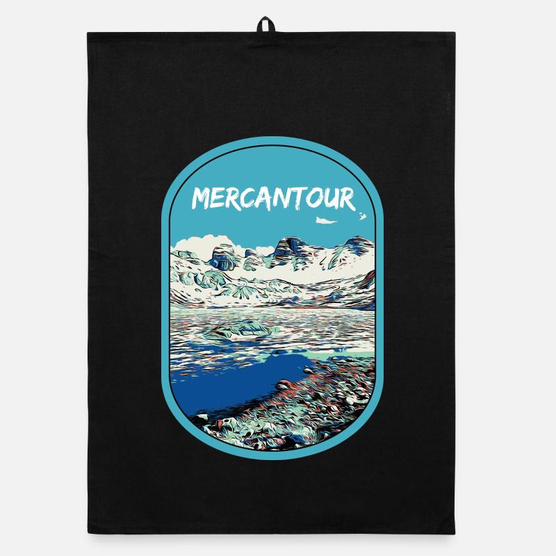 Illustration originale des lacs du Parc Mercantour Torchon bio