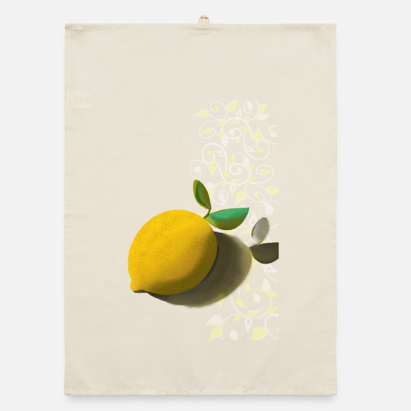 Lemon and Delicate Tendrils Organic dish towel