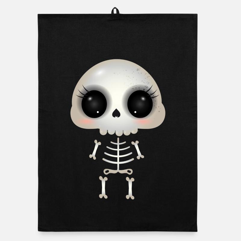 niedlicher Skull mit dunklen Augenhöhlen & Wimpern Organic Geschirrtuch