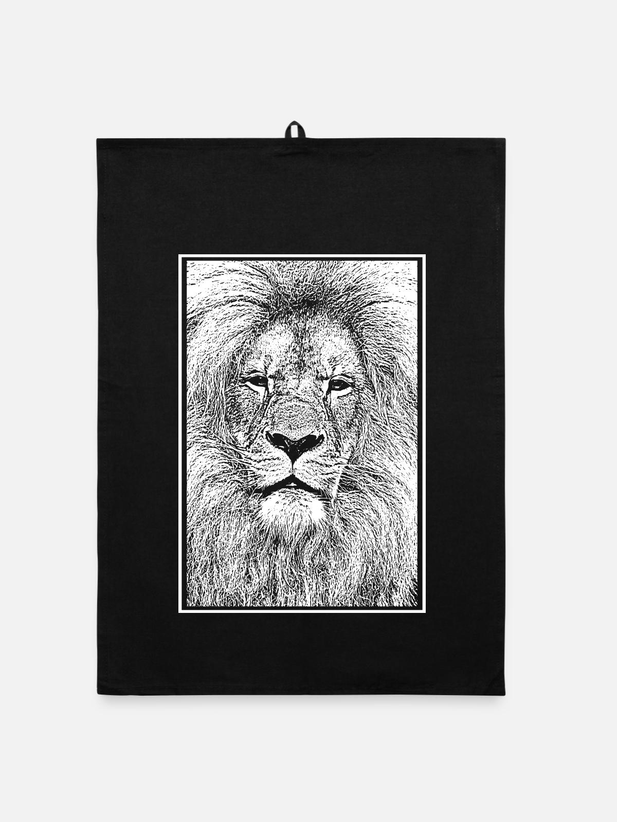 Magnifique lion - Torchon bio - noir - Devant