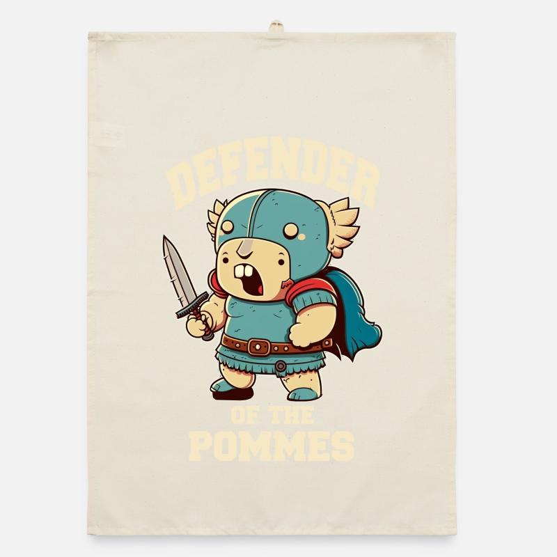 Defender warrior with sword Organic dish towel
