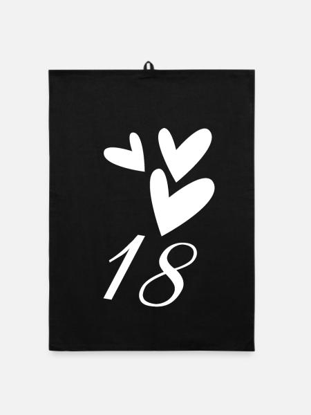 18. 18 JAHRE ALT. 18-JÄHRIGES JUBILÄUM. GEBURTSTAG 18 JAHRE. - Organic Geschirrtuch - Schwarz - Vorne
