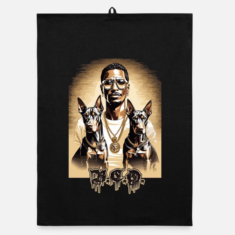 Rapper with Dobermans Organic dish towel