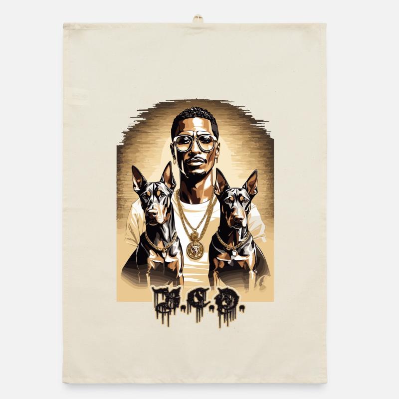 Rapper with Dobermans Organic dish towel