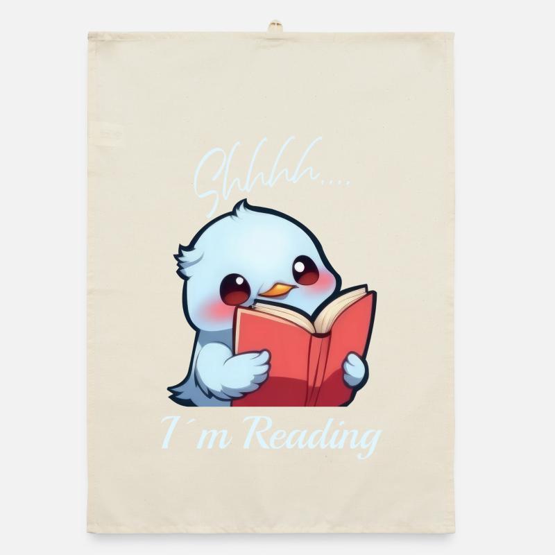 Bird with book Organic dish towel