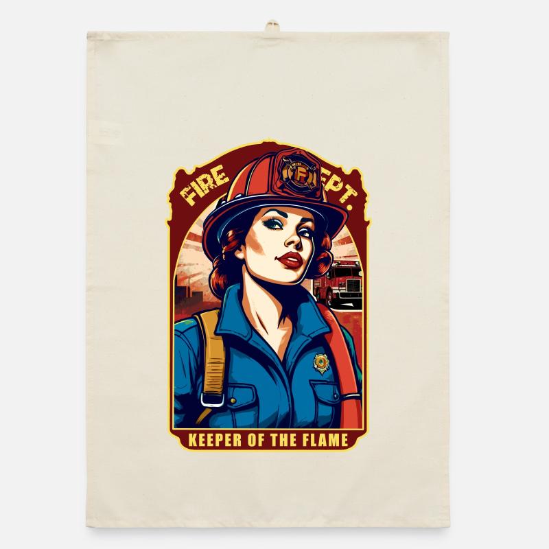 Female Firefighter Organic dish towel