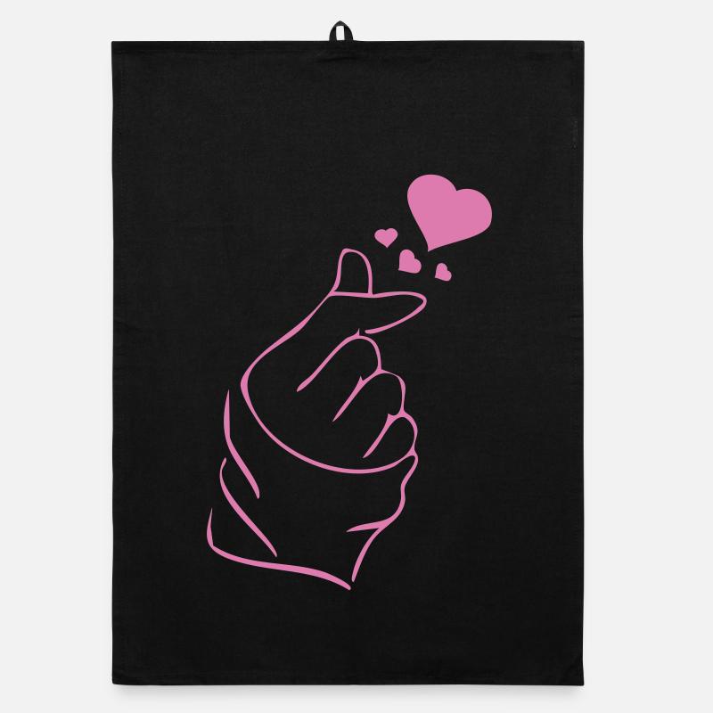 Finger heart k-pop K-drama 2 farben Organic Geschirrtuch