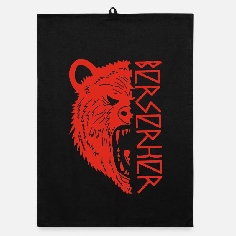 Roter Bär Krieger Organic Geschirrtuch