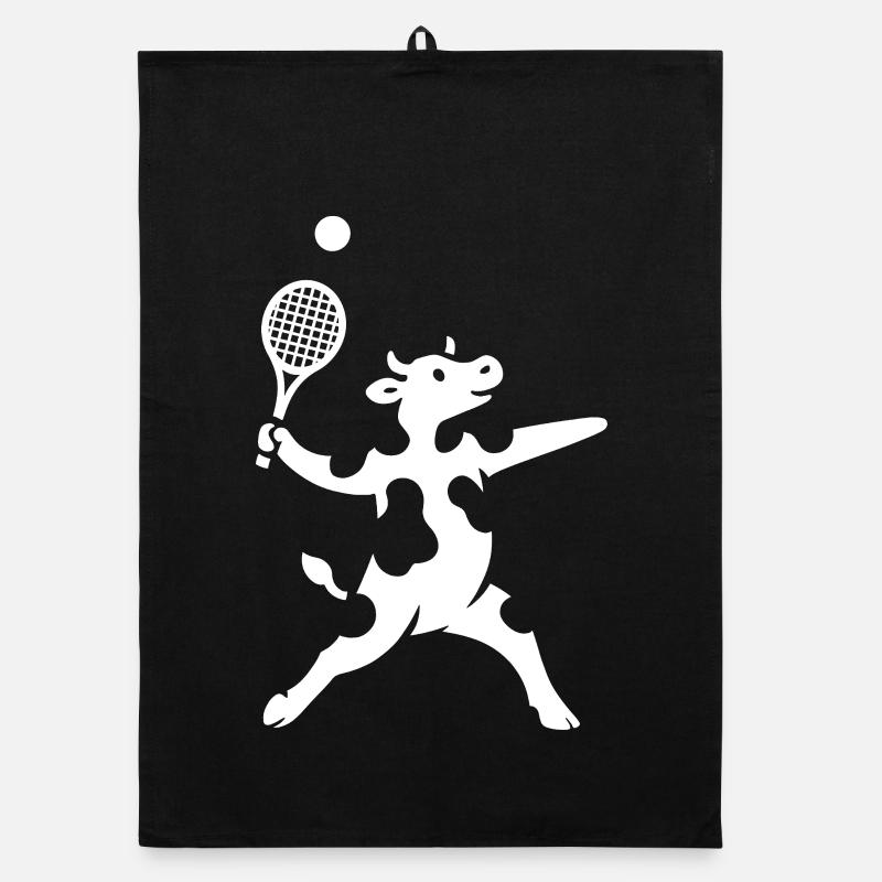 Minimalist Cow Tennis Player Serve Organic dish towel