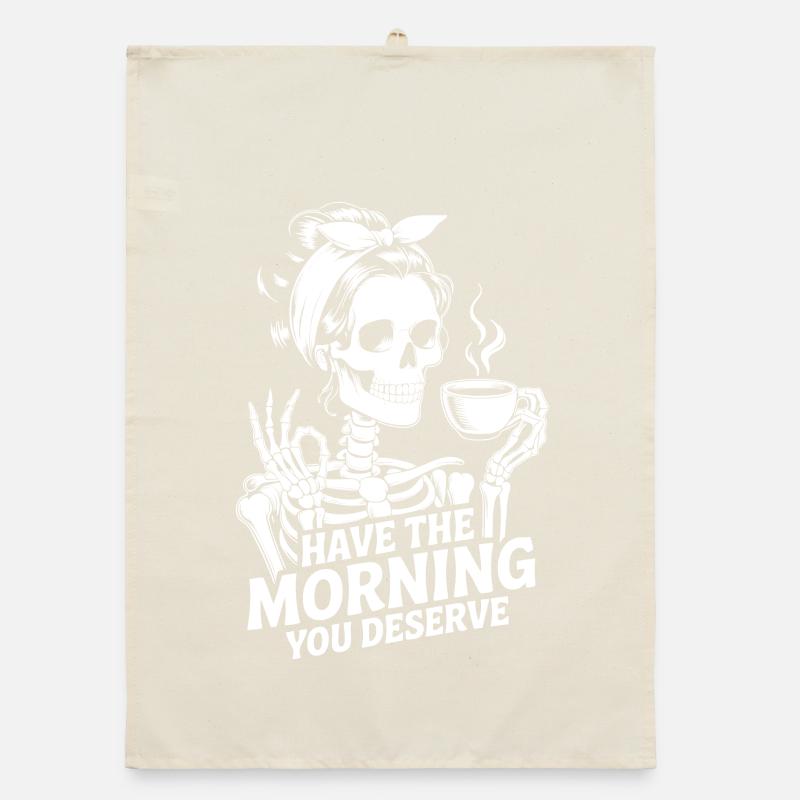 Coffee Kick Skeleton Rituel du matin Torchon bio