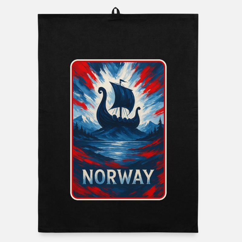 Norway Landscape Flags Design Organic dish towel