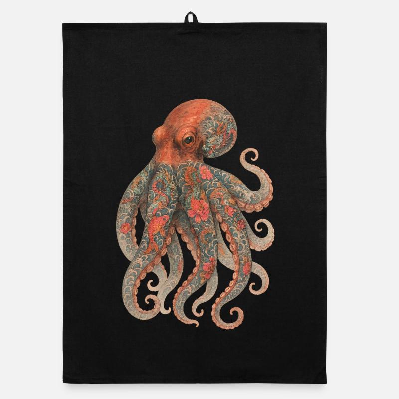 Octopus Yakuza – Aquarelle Tatouée Élégance Torchon bio