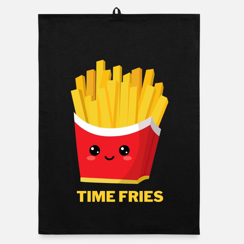 Zeit Pommes frites - Organic Geschirrtuch - Schwarz