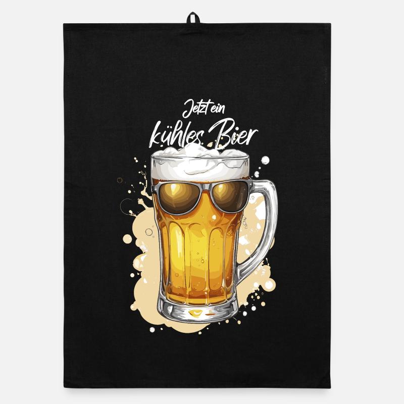 Bier mit Sonnenbrille kühles Bierchen Bierparty Organic Geschirrtuch