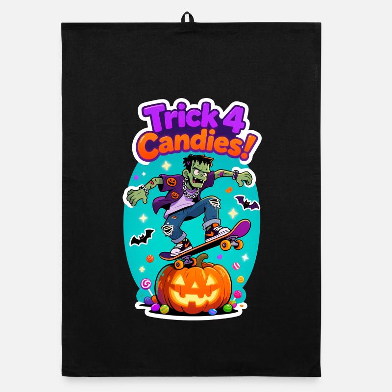 Trick 4 Candies Halloween Skateboard Tee Torchon bio