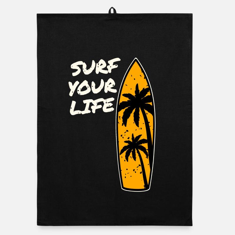 Surfer Life Motto Organic dish towel