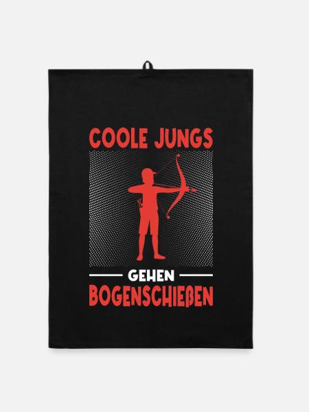 Bogenschießen Geschenk Bogenschütze Jungs - Organic Geschirrtuch - Schwarz - Vorne