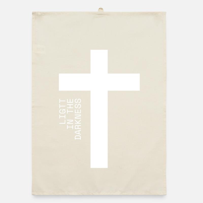 Light in the Dark Cross Typography Organic dish towel