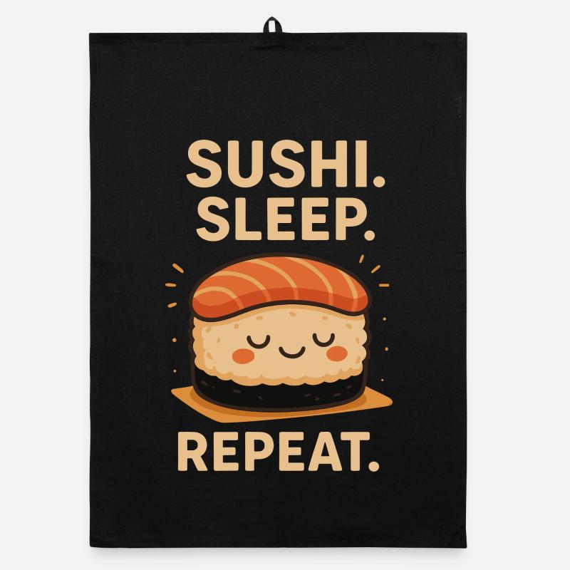 Sushi Sleep Repeat – Lustiges Kawaii Design Organic Geschirrtuch