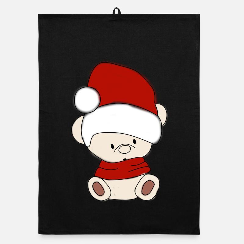 Teddy bear with winter hat Santa hat Organic dish towel
