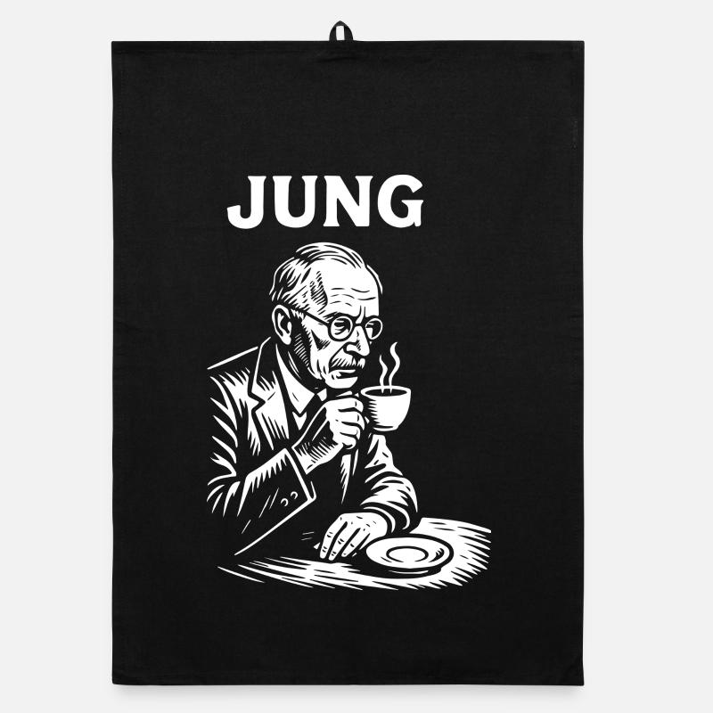 Carl Gustav Jung drinking a coffee Organic dish towel