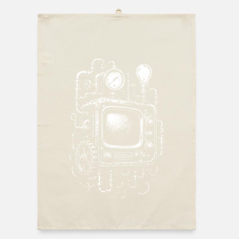 Steampunk Television Engine Organic dish towel