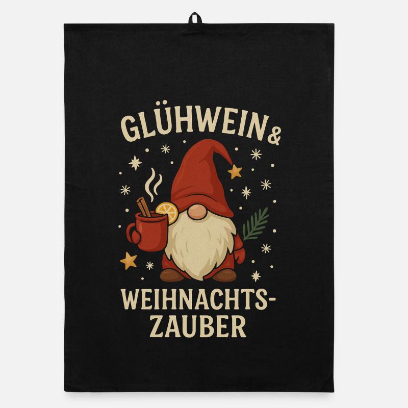 Mulled Wine Gnome Christmas Magic Organic dish towel