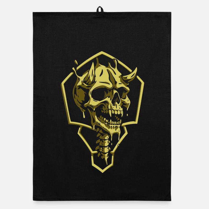 Golden Geometric Skull Organic dish towel