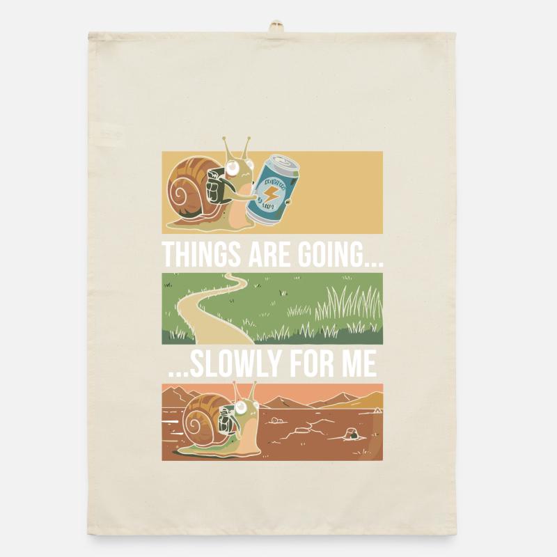 Schnecke mit Getränk: Dinge gehen langsam Organic Geschirrtuch