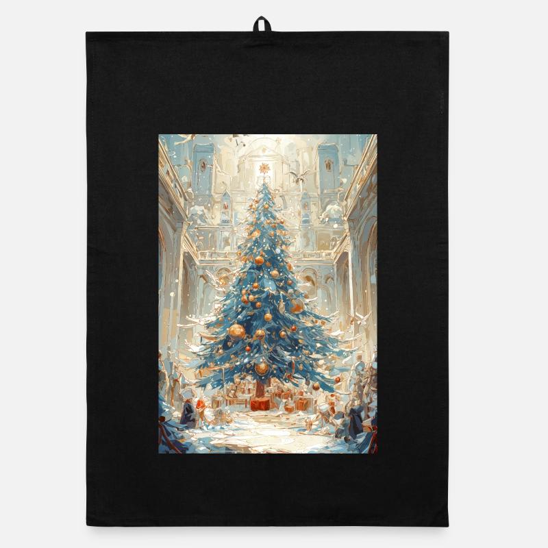 Cathédrale de Noël Aurora Blue Torchon bio